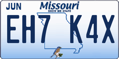 MO license plate EH7K4X