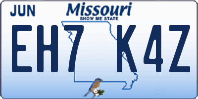 MO license plate EH7K4Z
