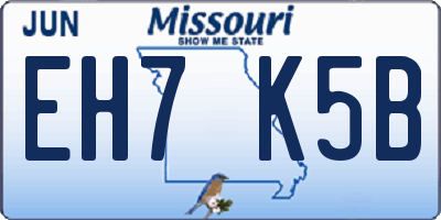 MO license plate EH7K5B