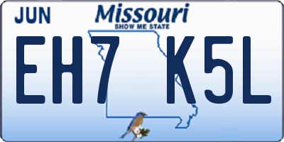 MO license plate EH7K5L