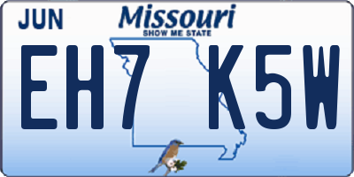 MO license plate EH7K5W