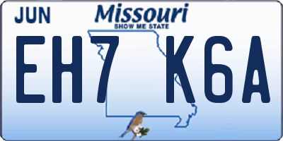 MO license plate EH7K6A