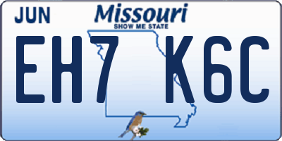 MO license plate EH7K6C