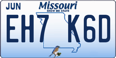 MO license plate EH7K6D