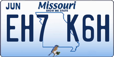 MO license plate EH7K6H