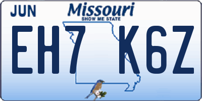 MO license plate EH7K6Z