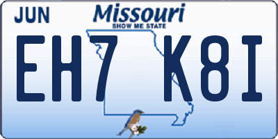 MO license plate EH7K8I
