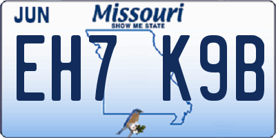 MO license plate EH7K9B