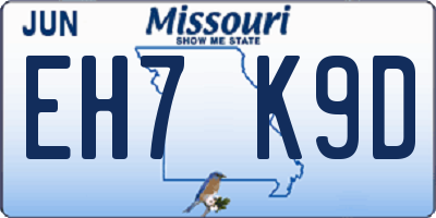 MO license plate EH7K9D