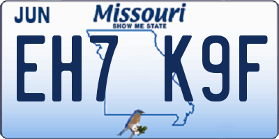 MO license plate EH7K9F