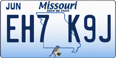 MO license plate EH7K9J