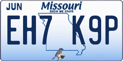 MO license plate EH7K9P