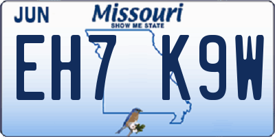 MO license plate EH7K9W