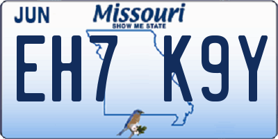 MO license plate EH7K9Y