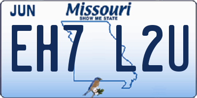 MO license plate EH7L2U