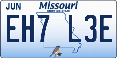 MO license plate EH7L3E