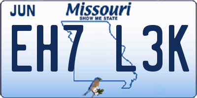 MO license plate EH7L3K