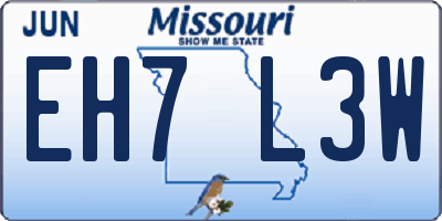 MO license plate EH7L3W