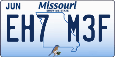 MO license plate EH7M3F