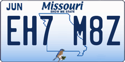 MO license plate EH7M8Z