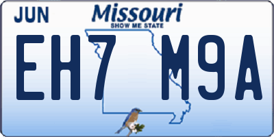 MO license plate EH7M9A