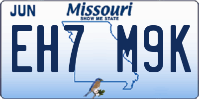 MO license plate EH7M9K