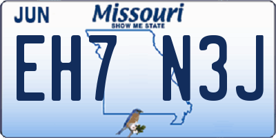 MO license plate EH7N3J