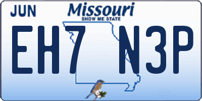 MO license plate EH7N3P
