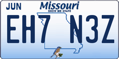 MO license plate EH7N3Z