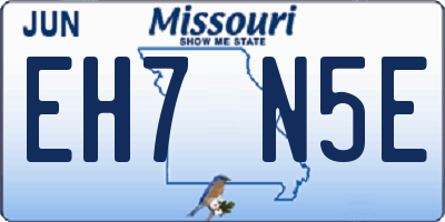 MO license plate EH7N5E