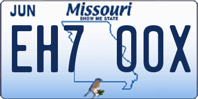 MO license plate EH7O0X