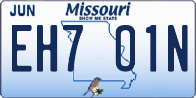 MO license plate EH7O1N
