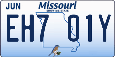 MO license plate EH7O1Y