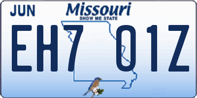 MO license plate EH7O1Z