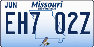 MO license plate EH7O2Z