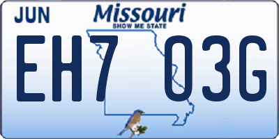 MO license plate EH7O3G
