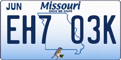 MO license plate EH7O3K