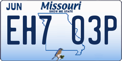 MO license plate EH7O3P