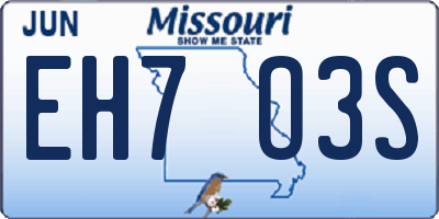 MO license plate EH7O3S