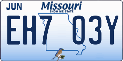 MO license plate EH7O3Y