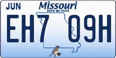 MO license plate EH7O9H
