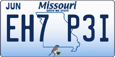 MO license plate EH7P3I