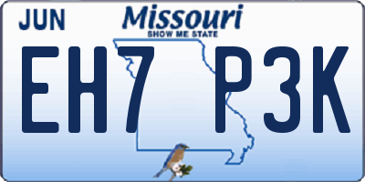 MO license plate EH7P3K