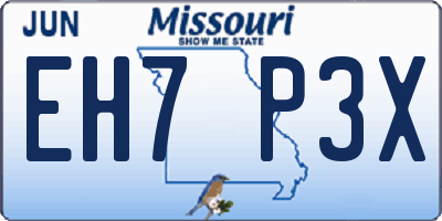 MO license plate EH7P3X