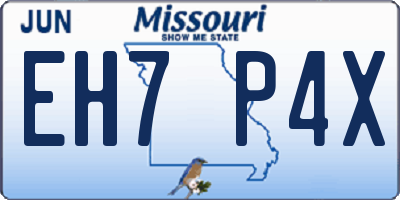 MO license plate EH7P4X