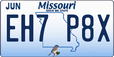 MO license plate EH7P8X