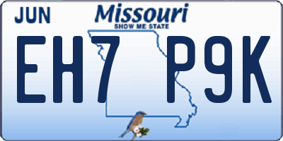 MO license plate EH7P9K
