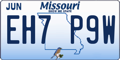 MO license plate EH7P9W
