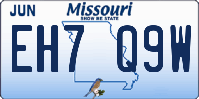 MO license plate EH7Q9W