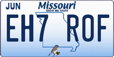 MO license plate EH7R0F